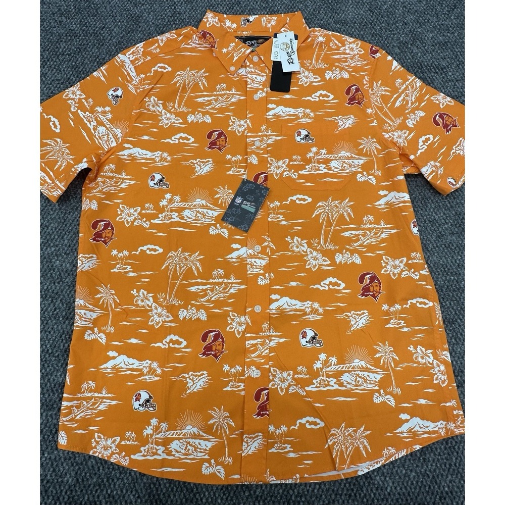Tampa Bay Buccaneers Reyn Spooner Mens Large Throwback Creamsicle Hawaiian Shirt - Picture 2 of 9